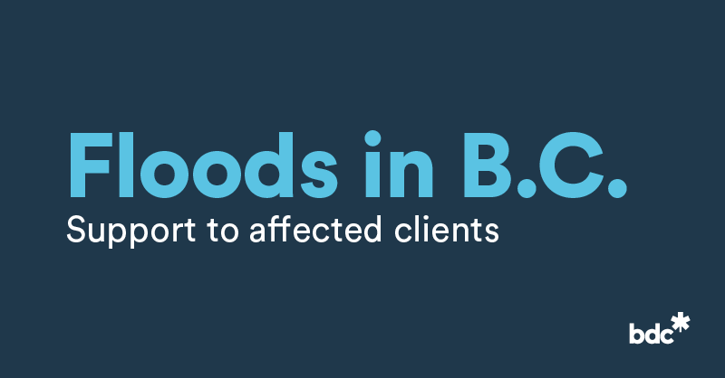 To our clients affected by the severe flooding and landslides in BC, BDC is here to help. Don’t hesitate to contact your account manager to see how we can support you in these difficult times. #BCStorm #BCFloods