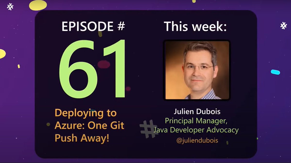 AzureDevOps's tweet photo. On this week’s episode of #AzureFunBytes, Principal Manager, Java Developer Advocate @JulienDubois joins to show how deploying to Azure is one “git push” away using a new Open Source tool called NubesGen. 📺 https://t.co/5K7RyyyDTX https://t.co/hzQyyQmrE6