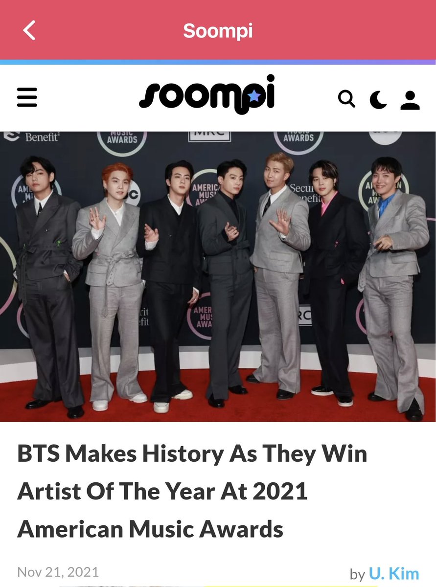 theQoos_'s tweet photo. [K-Pop NEWS] DAILY RECAP | 11/22/21

[News/soompi] BTS Makes History As They Win Artist Of The Year At 2021 American Music Awards

#BTS #BTSxAMAs #AMAs2021TripleCrown #AMAs2021
#ArtistOfTheYear_BTS #FavoritePopSong #FavoritePopDuoOrGroup
More On📲: https://t.co/vo6h4evFt4 https://t.co/n2UZL9TpXB