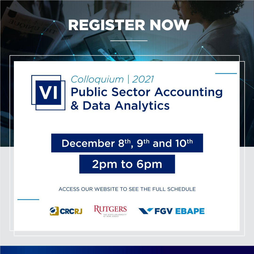 FGVEBAPE's tweet photo. 🇺🇸 VI Colloquium on Public Accounting and Data Analysis - 2021
REGISTRATION: https://t.co/z9afmLAi7E
#fgv #EBAPE #arcaa #rutgers #contabilidade #accounting #auditing #machinelearning #coloquio https://t.co/1d0pwfrtGX
