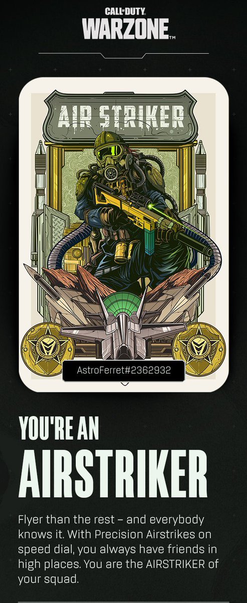 I just discovered my squad role in Call of Duty: Warzone!! 🔥 What’s your role? Get your own personal #RoleCard 
 👉 rolecall.callofduty.com 
#CODRoleCall #Warzone <a href="/CallofDuty/">Call of Duty</a>