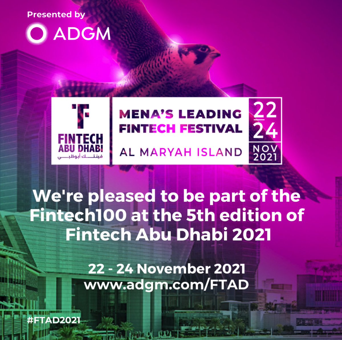 We’re delighted to be part of the official Fintech100 at this year's Fintech Abu Dhabi. Join us virtually on the 23-24 November for MENA’s largest Fintech festival. Register for your free virtual pass at adgm.com/FTAD  #ADGM #FTAD2021 #FintechAD #blockchain #VGX