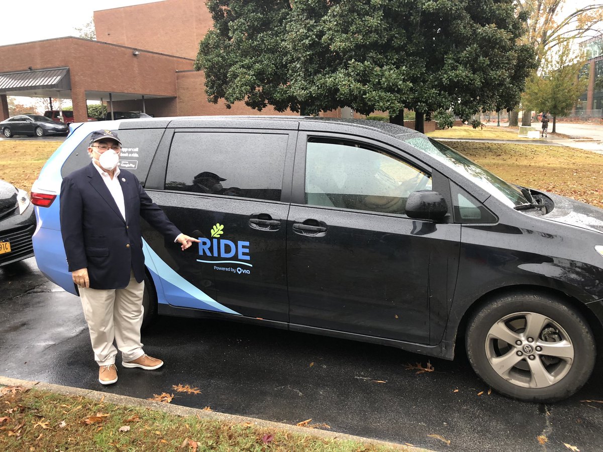 GKButterfield's tweet photo. Today, I joined @ridewithvia to celebrate RIDE — Wilson, NC’s award-winning, tech-enabled public on-demand ride service that is expanding the community's access to affordable, efficient transportation. 

I'm proud of Wilson for pioneering the future of rural public transit. https://t.co/6Y0oqRYTFt