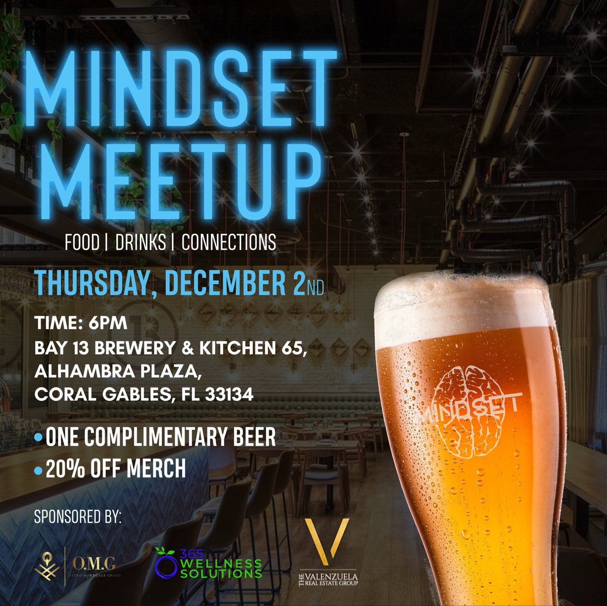 PodcastMindset's tweet photo. IT’S THAT TIME! 🧠 

Our second Mindset Meetup is around the corner! All are welcome for a night of drinks, food, and networking. 

All of our guests will receive one FREE token to purchase a beer. We will also be selling our merch for 20% OFF! 🔥

Make sure to RSVP! https://t.co/kRBcd1bY7U
