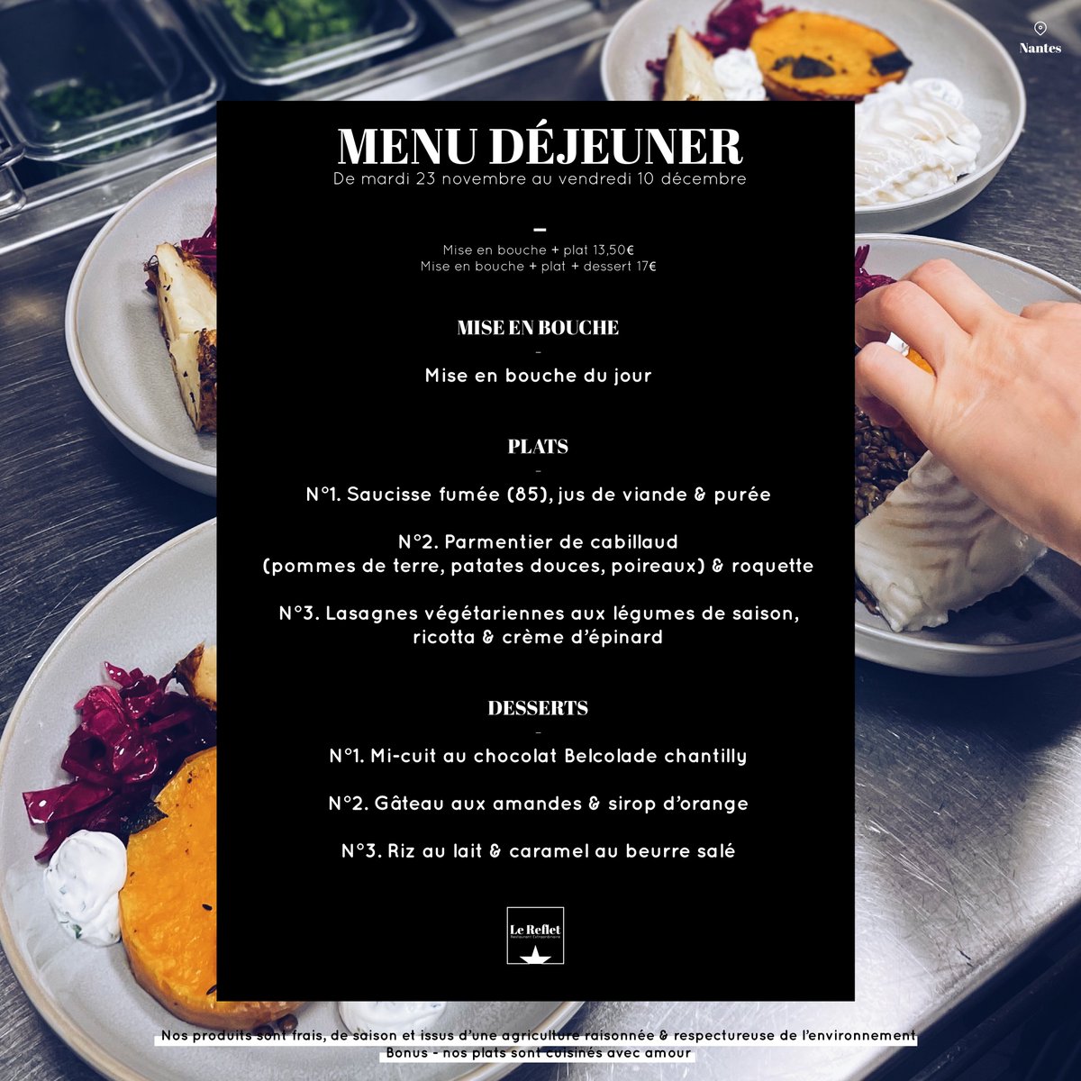 restoLeReflet's tweet photo. Cette semaine, venez découvrir les nouveaux petits plats et desserts que notre équipe vous a concocté 🤌🏼
Que du beau et que du bon, avec des #produitslocaux et de #saison 🌿 On ne s'en lasse pas !
#bienmanger #ecotable #inclusion https://t.co/A2jDHOEN6k