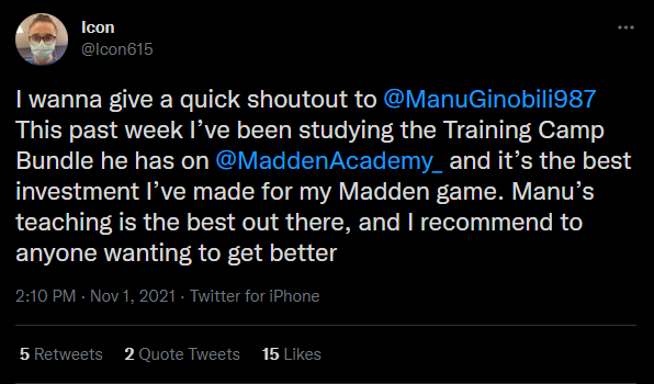 MaddenAcademy_'s tweet photo. 🚨Giveaway for TEN Courses ($350 value) 🚨

Taught by @ManuGinobili987 at https://t.co/LFvKeD8viN

TO ENTER:
1. Retweet
2. Like
3. Follow

Goal is to reach AT LEAST 50 Retweets/likes https://t.co/cF5ehleguz