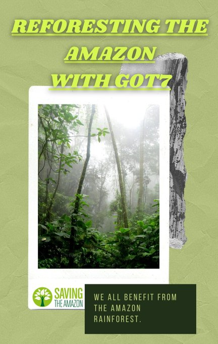ahgastream's tweet photo. #Projeto - Reflorestando a Amazônia com GOT7 💚
O Ahga e a @ProjectJYBr estão arrecadando fundos para o projeto da @ahga_latam visa ampliar o bosque do #GOT7 na Amazônia, criado junto com o Saving the Amazon, para o 8° aniversário do grupo.
🚨Continua⬇️ https://t.co/i96f1I5LvE