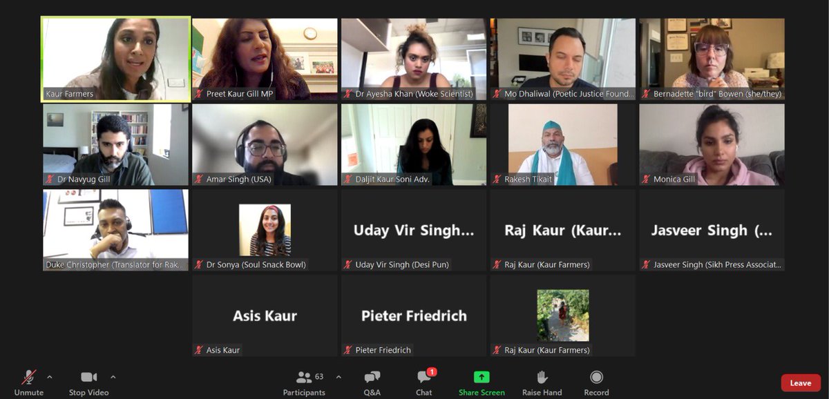 PreetKGillMP's tweet photo. Delighted to join so many incredible activists on the Global Farmers Movement call this evening, both to celebrate the #kisans historic gains for millions of agricultural workers. Also taking a moment to remember those who have tragically died protesting over the past year.  🙏🏽 https://t.co/sia3LQ0nNU