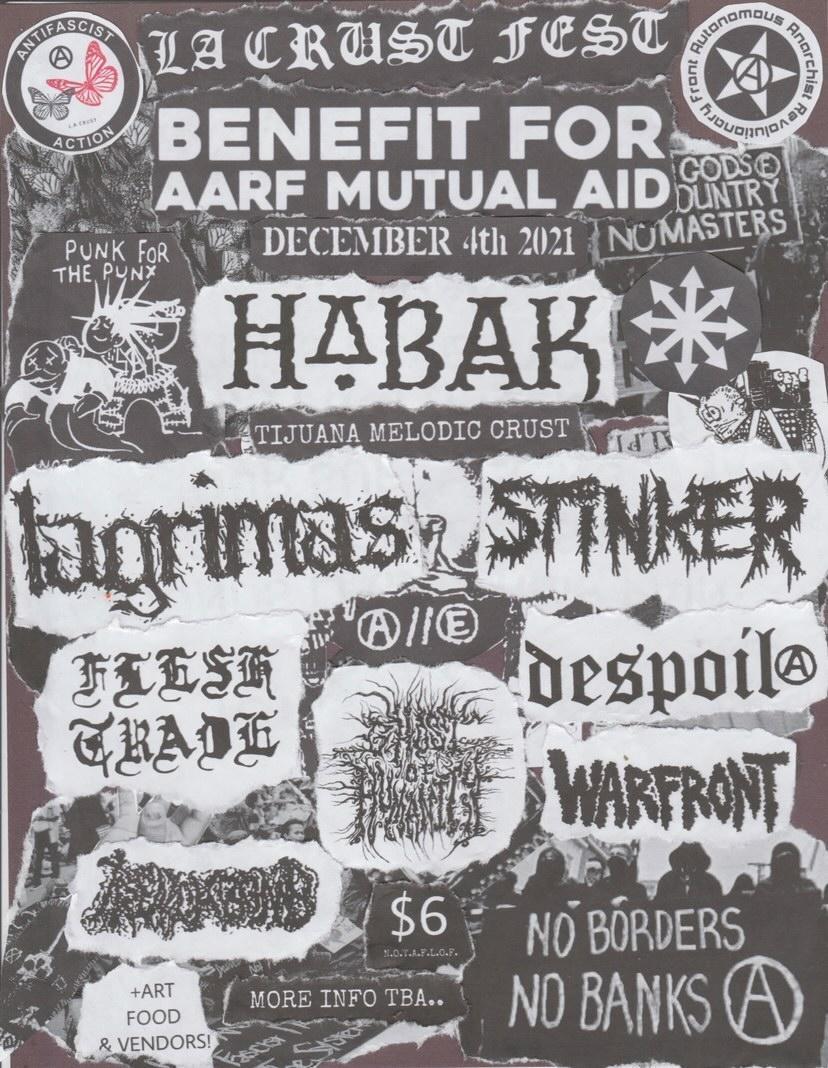 AARF_LA's tweet photo. Los Angeles Crust Fest: Benefit show for our Van Nuys Free Store! More info TBA! ๐ด
#MutualAid
#CrustFest
#WeKeepUsSafe https://t.co/tvo5zlSQnw