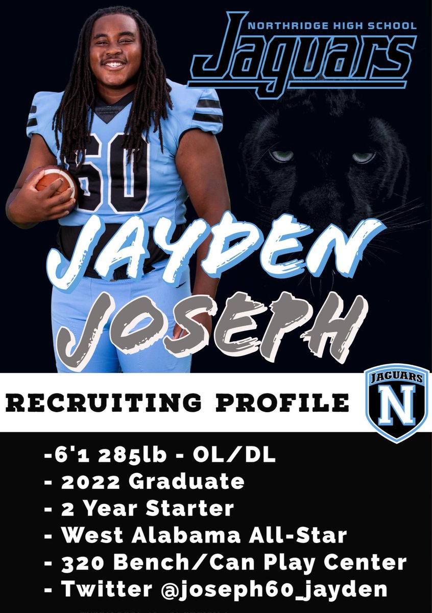 Jayden Joseph - Recruiting Profile 2021 <a href="/joseph60_jayden/">Jayden J.</a> 
✅Can Play Center
✅Weightroom Warrior
✅2 Year Starter/2 Way Player
✅Tremendous Leader/Character
✅Super Athletic
Highlights🔥 Check out this video! hudl.com/v/2G7GmB