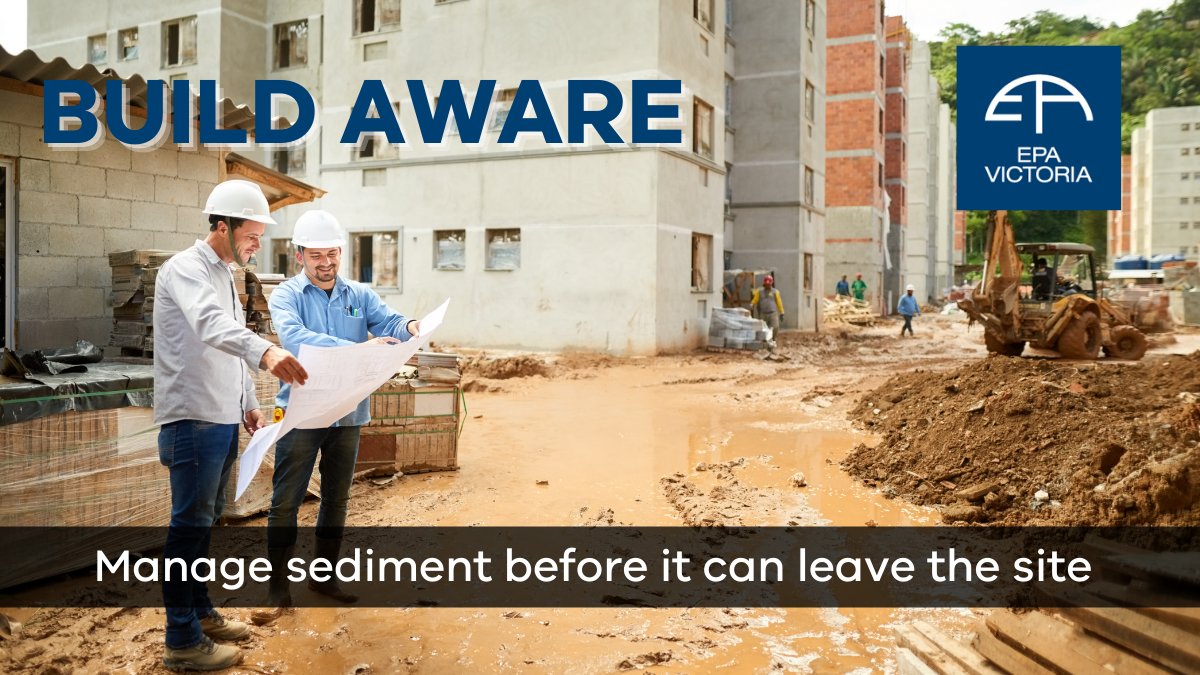 VicGovEPA's tweet photo. Do you work in construction / demolition? Did you know you are legally obligated to prevent sediment from leaving your site where it can negatively impact the environment?
Find out how to comply here https://t.co/0wtYW3kkJ1 #buildaware https://t.co/KxKiWskZ1r