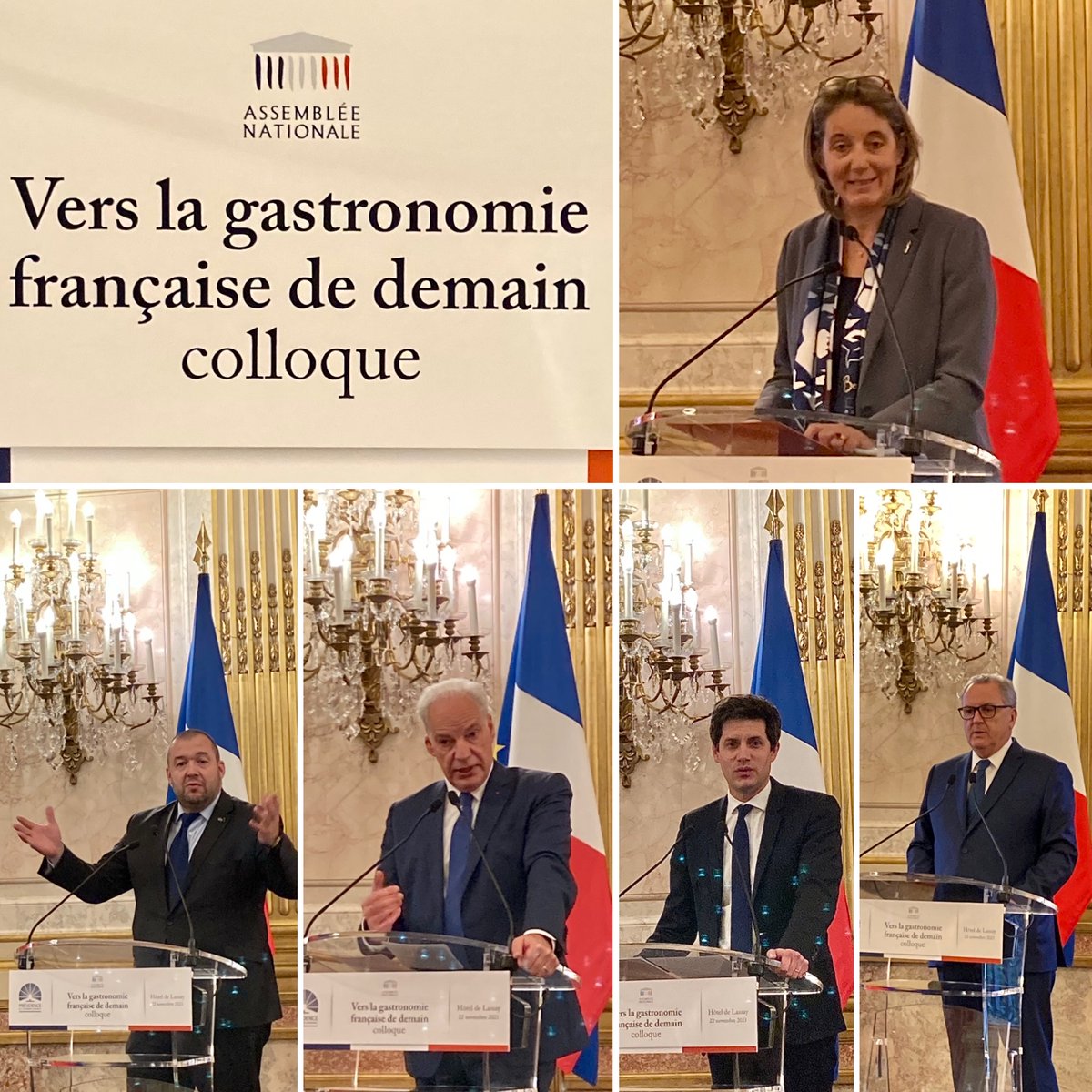 LE_RESEAU_TDF's tweet photo. 🙏🙏 @B_BessotBallot, @RichardFerrand ,
@ggomez_chef et les ministres présents : @alaingriset @J_Denormandie lors du colloque "Vers la Gastronomie de demain" du groupe d'études @AN_Gastronomie de l'@AssembleeNat.
 👏👏 à la Team 🇫🇷 du @Bocusedor : Davy Tissot.
#TraiteursdeFrance https://t.co/aMVM1zWAkP