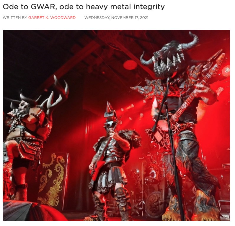 gwar's tweet photo. “GWAR gets accused of selling out and all kinds of other shit. But, if that was the case, then why do I have to go back to work at Burger King every time I come back from tour?” - @Pustulus https://t.co/efyf4vpuQX #GWAR @SmokyMtnNews #PustulusMaximus https://t.co/jsPYVYIiOr