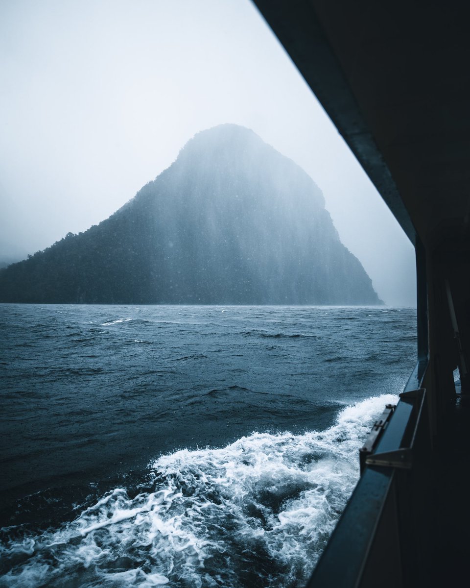 A rainy boat ride in New Zealand.