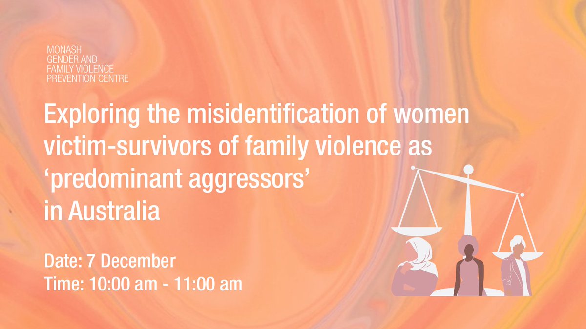 MonashGFV (@monashgfv) on Twitter photo Join <a href="/ellenreeves110/">Dr Ellen Reeves</a> as she facilitates an expert panel including <a href="/HDouglasLaw/">Heather Douglas</a> <a href="/matt_add/">Matt Addison</a> <a href="/MissAshlee__/">Ashlee Donohue</a> & <a href="/ElaLarGeldi/">Ela</a> from @inTouchVic on #misidentification of women as predominant aggressors.
Register: bit.ly/3o9kBD6
#16Days #OrangeTheWorld <a href="/Monash_Arts/">Monash Arts</a> <a href="/MonashCrim/">Monash Criminology</a> Join <a href="/ellenreeves110/">Dr Ellen Reeves</a> as she facilitates an expert panel including <a href="/HDouglasLaw/">Heather Douglas</a> <a href="/matt_add/">Matt Addison</a> <a href="/MissAshlee__/">Ashlee Donohue</a> & <a href="/ElaLarGeldi/">Ela</a> from @inTouchVic on #misidentification of women as predominant aggressors.
Register: bit.ly/3o9kBD6
#16Days #OrangeTheWorld <a href="/Monash_Arts/">Monash Arts</a> <a href="/MonashCrim/">Monash Criminology</a>
