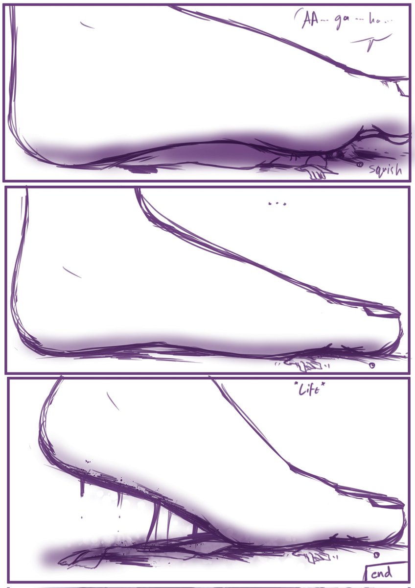Part 2 of doodle comic~ yes it's only 4 pages. I needed a change of pace and was inspired~ let me know if you like these quick doodle scenes~ I do have more ideas in mind I'd like to sketch and share 
#sizetwitter #gore #サイズフェチ #足の裏