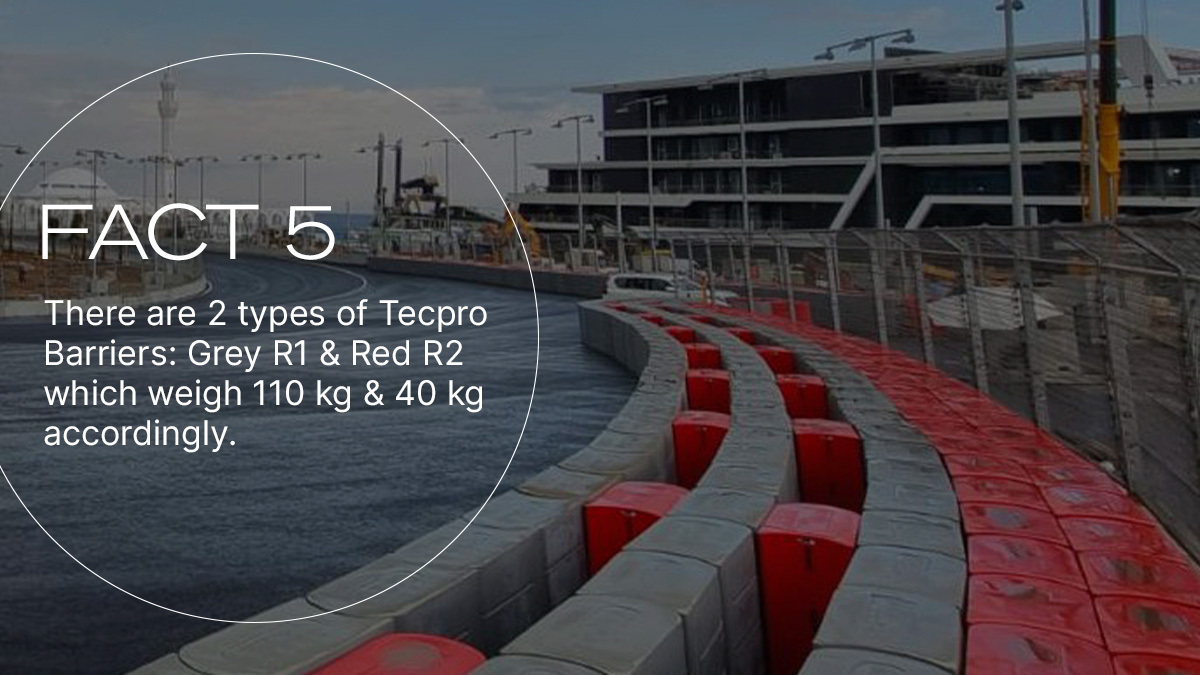 TilkeOfficial's tweet photo. It's #JeddahF1Facts time!
Learn some details of the Jeddah Street Circuit construction ten days before the action begins!
...
There are 2 types of Tecpro Barriers: Grey R1 & Red R2 which weigh 110 kg & 40 kg accordingly.
#MadeByTilke #SaudiArabianGP #F1 #trackdesign #tecpro https://t.co/rVWM5fIUon