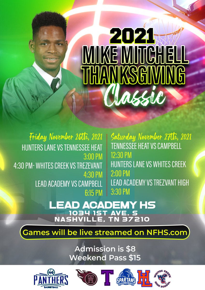2021 Mike Mitchell Thanksgiving Classic is November 26-27, 2021 

<a href="/CampbellHSBB/">Campbell Spartans Boys Basketball</a> <a href="/TNHeatSports/">TN Heat Sports</a> <a href="/tn_heat_sports/">Official_TN_Heat</a>  @WCHAthletics <a href="/HLHS_hoops/">hunterslanebasketball</a> <a href="/realtrezevanths/">The Real Trezevant High</a>