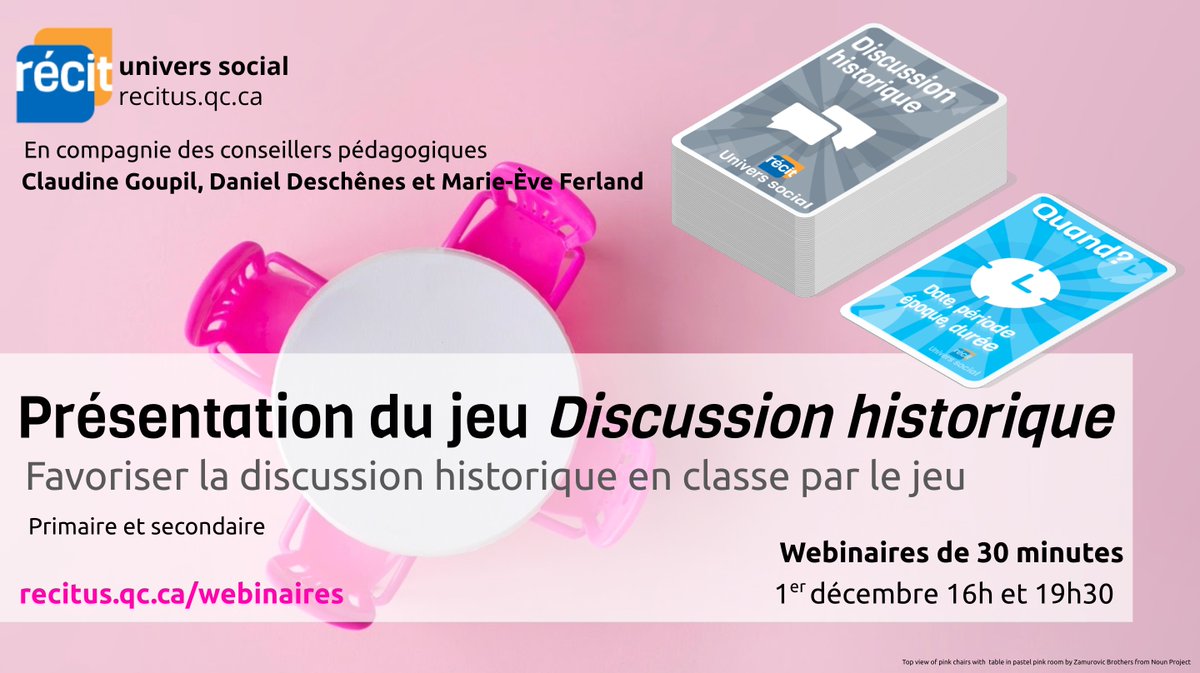 Maude Labonté (@maudelab) on Twitter photo Qu'est-ce que le jeu Discussion historique? Pour le savoir, assistez à notre webinaire le 1er décembre en compagnie des conseillers pédagogiques <a href="/ClaudineGoupil1/">Claudine Goupil</a> <a href="/ddeschenesCSDD/">Daniel Deschênes</a> et Marie-Eve Ferland recitus.qc.ca/webinaires #recitqc <a href="/recitus/">Steve Quirion, RÉCIT univers social</a> Qu'est-ce que le jeu Discussion historique? Pour le savoir, assistez à notre webinaire le 1er décembre en compagnie des conseillers pédagogiques <a href="/ClaudineGoupil1/">Claudine Goupil</a> <a href="/ddeschenesCSDD/">Daniel Deschênes</a> et Marie-Eve Ferland recitus.qc.ca/webinaires #recitqc <a href="/recitus/">Steve Quirion, RÉCIT univers social</a>