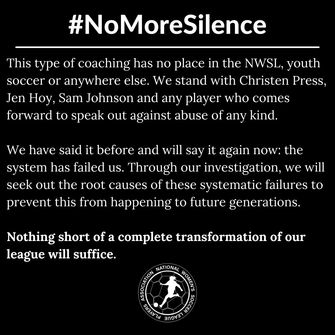 nwsl_players's tweet photo. A statement from the NWSLPA on Rory Dames: https://t.co/ZxSm1QuF3x