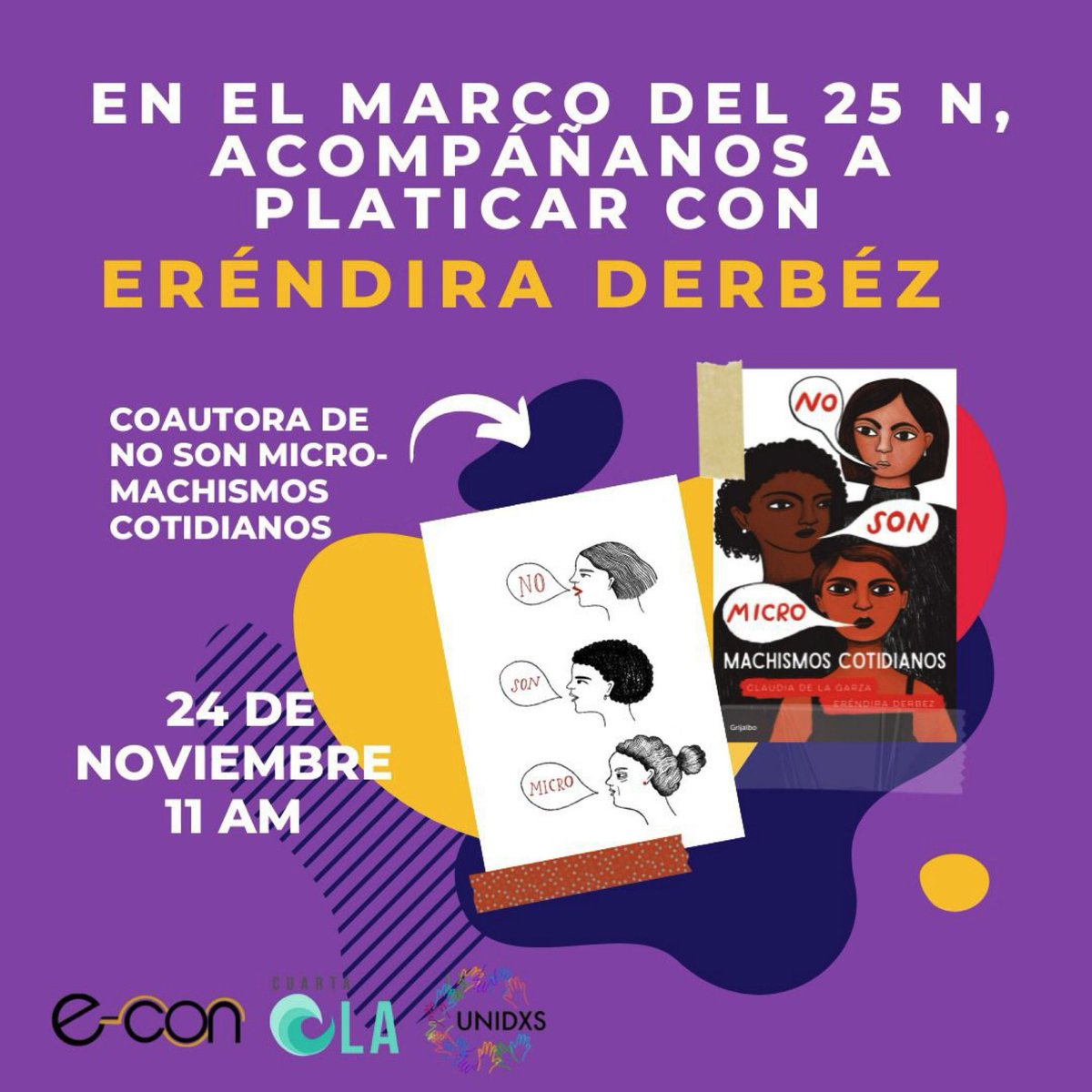 Cuarta Ola 💚 (@cuartaola) on Twitter photo En el marco del 25 de noviembre: Día Internacional de la Eliminación de la Violencia contra la Mujer acompáñanos a platicar con <a href="/erederbez/">Gusto Adquirido</a> .
Liga por mensaje directo. En el marco del 25 de noviembre: Día Internacional de la Eliminación de la Violencia contra la Mujer acompáñanos a platicar con <a href="/erederbez/">Gusto Adquirido</a> .
Liga por mensaje directo.