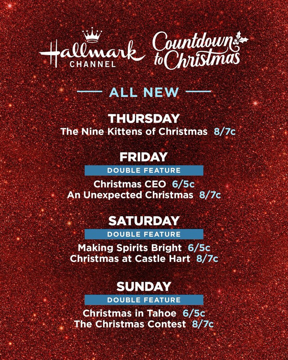 It’s time for <a href="/hallmarkchannel/">Hallmark Channel</a>’s #CountdowntoChristmas! Tune in for seven all-new holiday movies this Thursday through Sunday!! #ad
