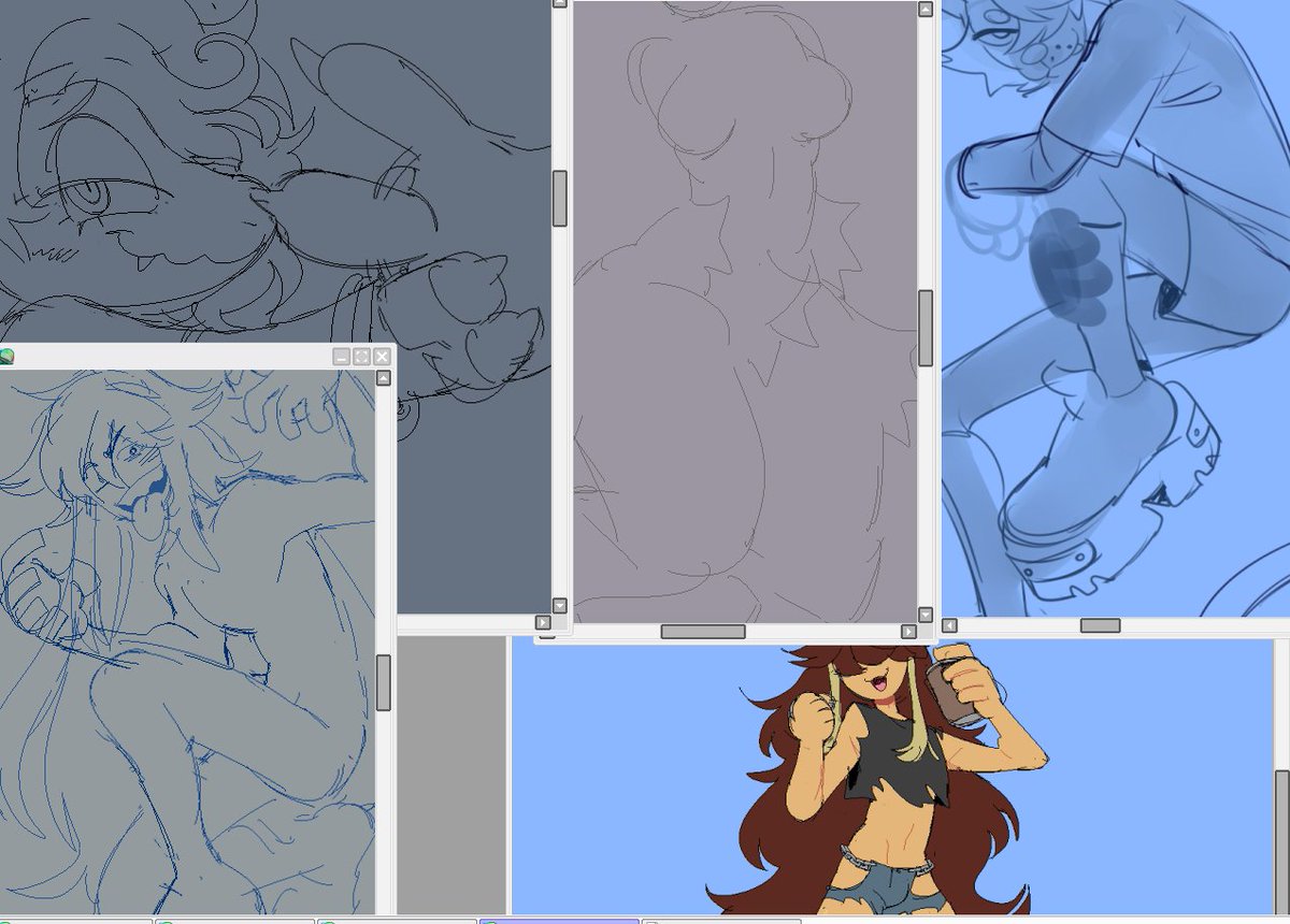 comm wips...
and a recent doodle of an OC to fill space 