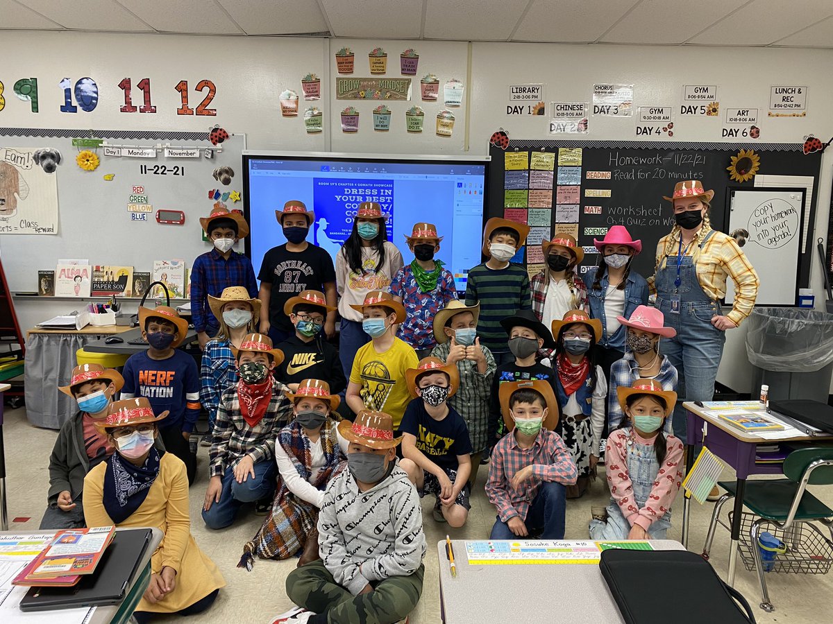 MsNCarroll's tweet photo. Today we had a math showcase to show off all we have learned about long division. We sang our long division song that we created to help us remember the steps. Our song was made to the tune of “Old Town Road.” 🤠 That is why we were dressed like cowboys and cowgirls! Yeehaw! 🐎 https://t.co/EBQdtu0VtQ