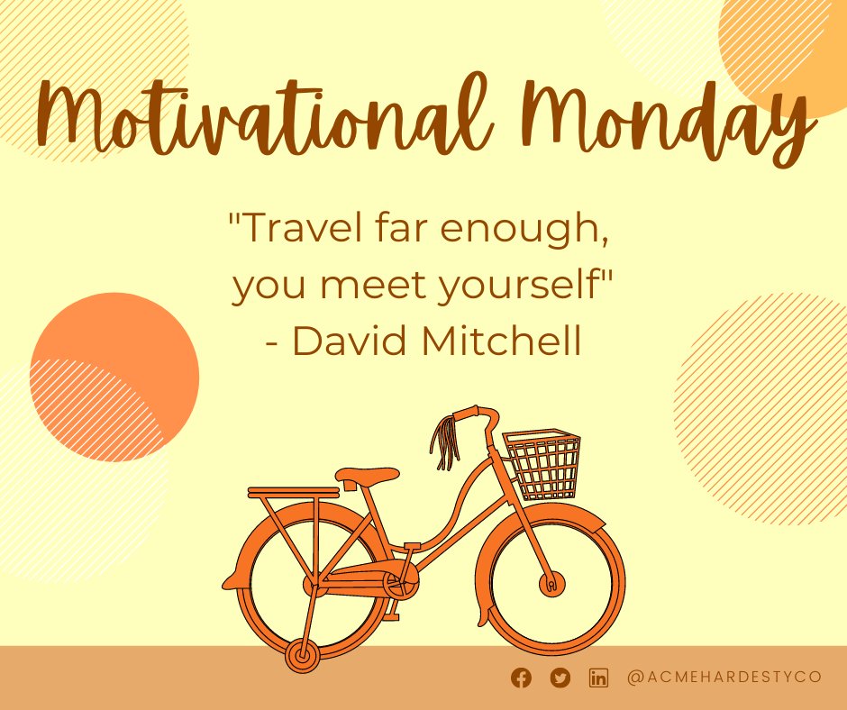 AcmeHardestyCo's tweet photo. Happy #GoForARide Day! Today’s #MotivationMonday is dedicated to getting out from behind your screen and exploring the world. Especially after a long day, it's beneficial to get outside and enjoy some fresh air!
#MotivationalMonday #MondayMotivation #AHThoughts #MondayMood https://t.co/qZd078P6tc