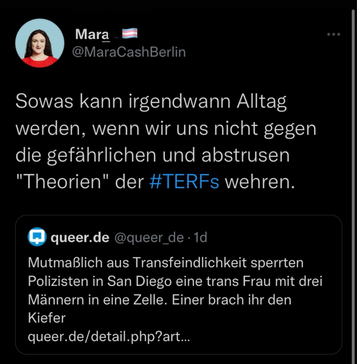 Humanistin's tweet photo. Wenn toxische Medien #queerde,toxische Transperso Mara @MaraCashBerlin berichten,kommt tiefer #Frauenhass unberechtigte #Schuldzuweisung #TERFs #Geschrei, dabei heraus.
Die Gewalttätigkeit zwischen toxischen
#Männern,zwischen toxischen
#Transpersonen,wird nicht thematisiert. https://t.co/p1TOINwVyy