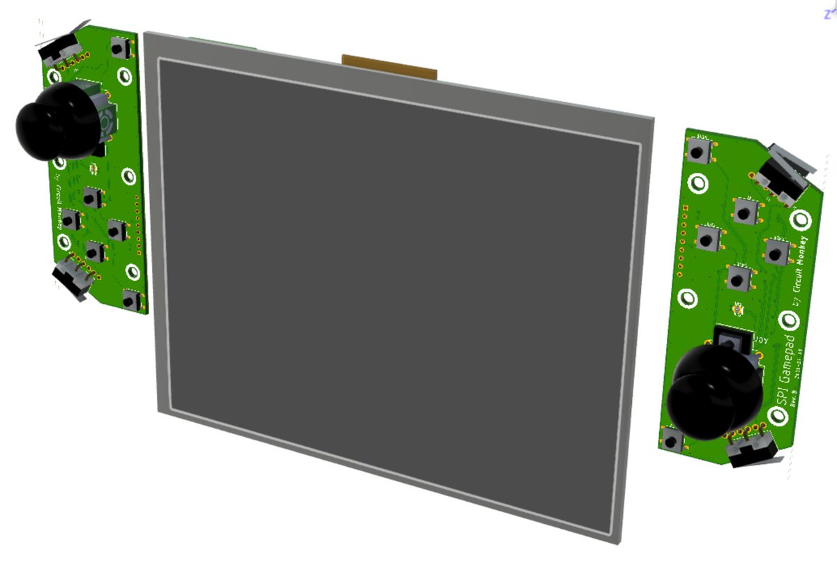 markjkoch's tweet image. A little progress on my handheld gaming system. 8-inch LCD and a Pi Zero2W.  Custom game controller PCBs are out to FAB. Tried using a USB game pad but not yet supported in Raspian when using Java, so bit-banging SPI using #Pi4J seemed more achievable. #JavaFX #FXGL #RaspberryPi