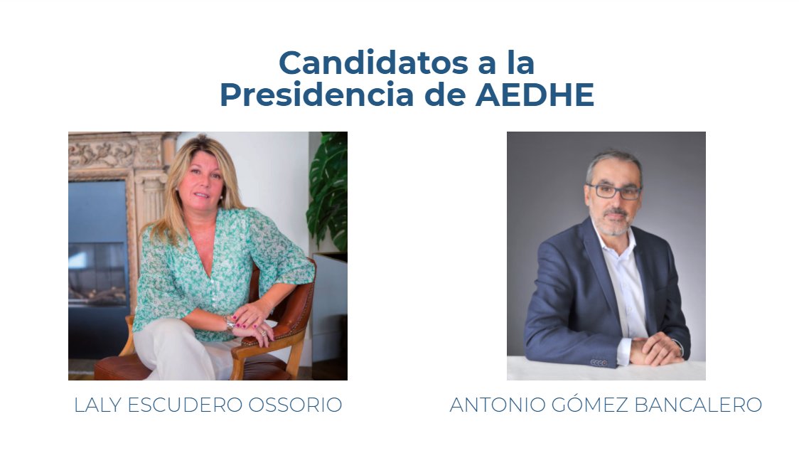 aedhe's tweet photo. ¿Conoces a los candidatos a #Presidencia #AEDHE? Averigua #quienesquien de asociados que optan a ser nuestro máximo representante - Entrevista a Laly Escudero y @agomezban en @SERHenares a partir del minuto 7:25 - ¡Hoy 23 #noviembre recuerda venir a votar! https://t.co/CJFRkYt0OG https://t.co/XV3SWhti2o