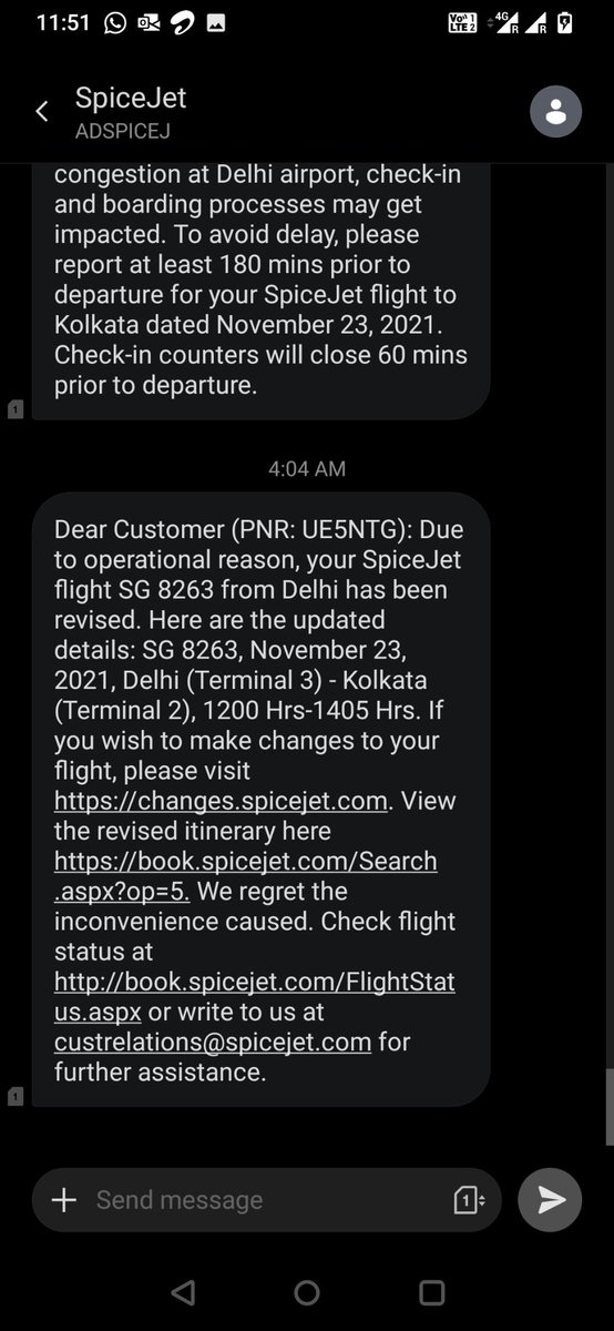 akki_2502's tweet photo. @flyspicejet You can't ask passenger to reach airport 180 mins prior &amp; inform them 150 mins prior that flight is delayed (org boarding time was 6.00am)
And this is the case with 180 others. Neither we're able to go back, nor stay at the airport.
Here are screenshots with ttime stamps (1/2) https://t.co/6xhD0ozHeU