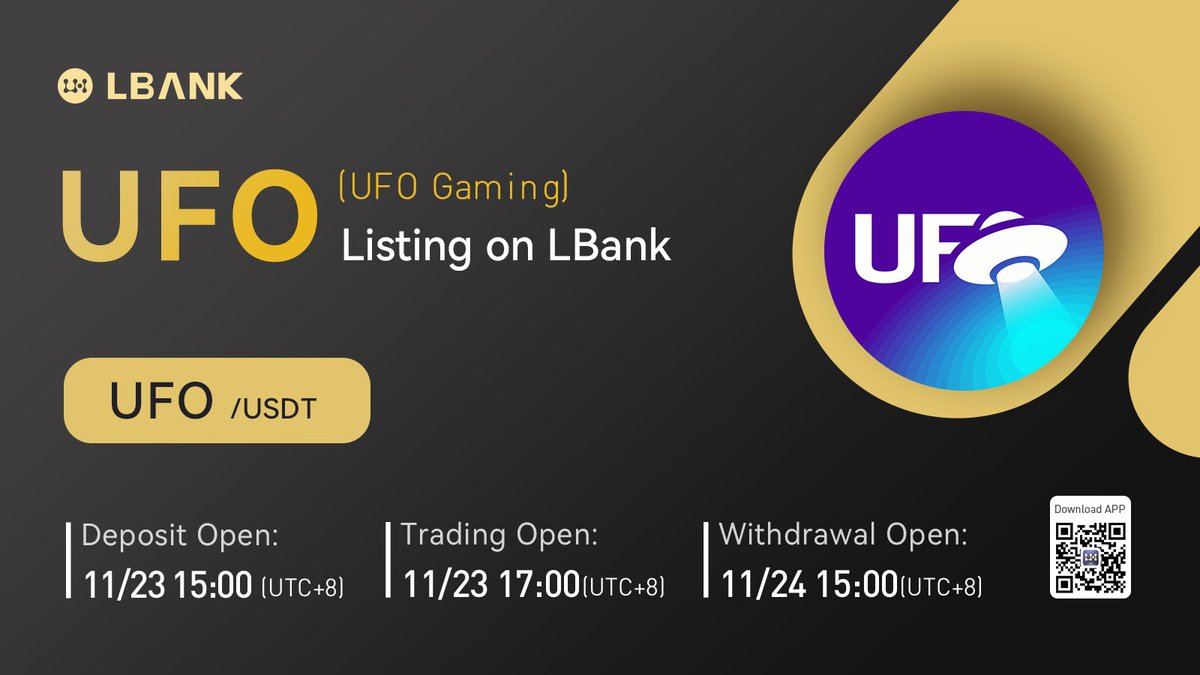 LBank_Exchange's tweet photo. 🔥 New #listing

💫 $UFO(UFO Gaming) will be listed on LBank at 17:00 on November 23, 2021 (UTC+8)! @TheUFOtoken 

UFO Gaming ($UFO) is a fully decentralized gaming platform bridging traditional games onto the blockchain!

❤️ DETAILS:https://t.co/3JQW9msOTI

#crypto #GameFi #Defi https://t.co/2bJaji6I4D