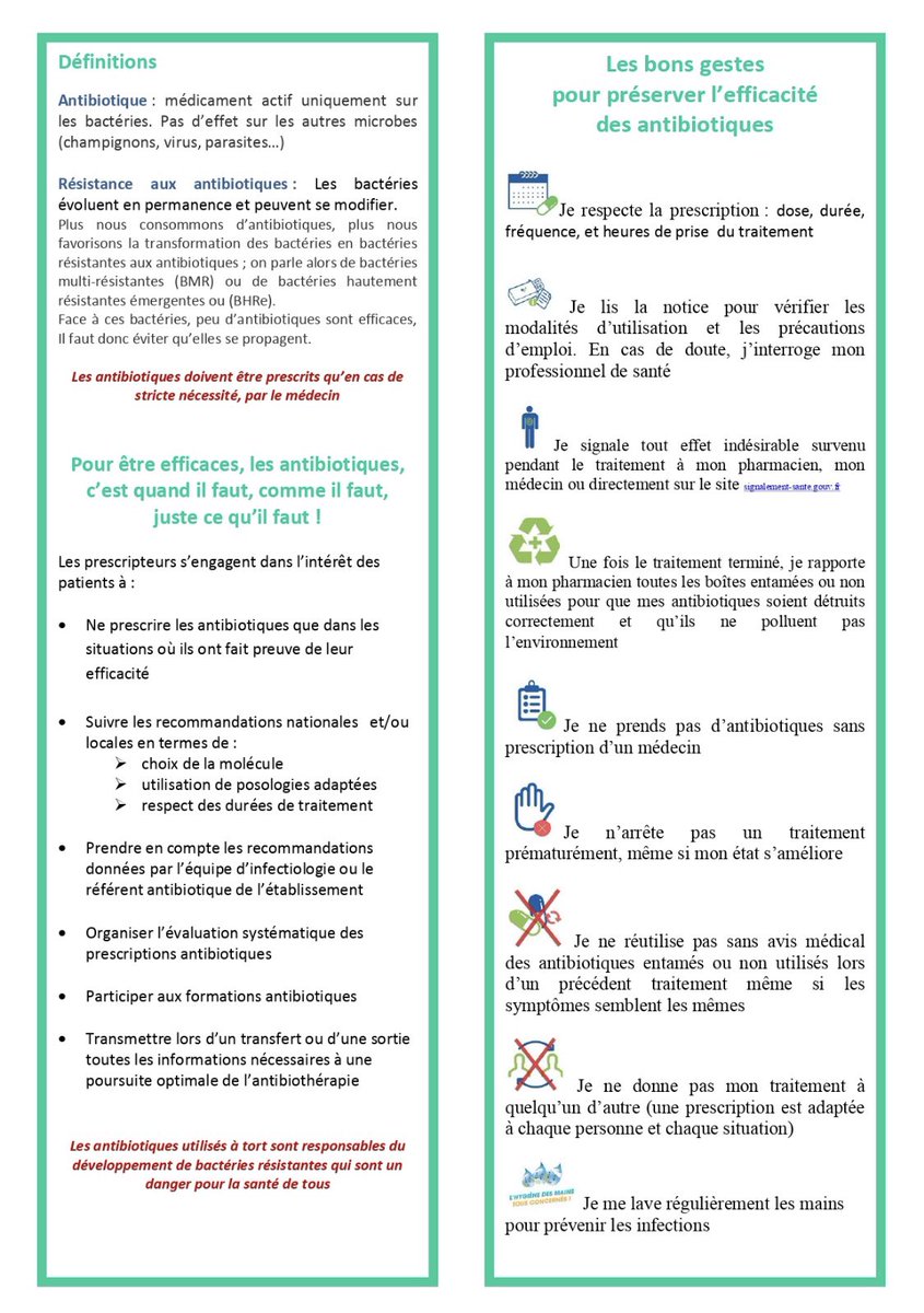 CHCastelluccio's tweet photo. #SemaineDeLaSécuritéDuPatient #SSP2021 L’#EOHH du @CHCastelluccio vous propose toute la semaine une série de document. Aujourd’hui le juste usage des #Antibiotiques n’hésitez pas à partager ⤵️⤵️ https://t.co/vW04qdserT