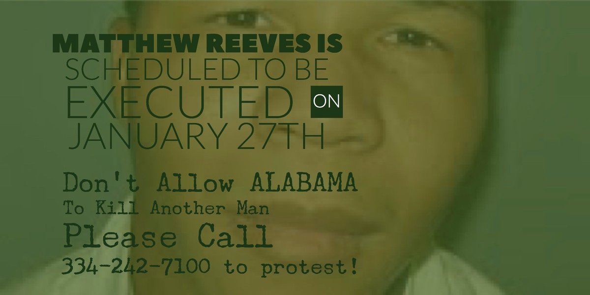 KarineOmry's tweet photo. The state of Alabama has set ANOTHER execution! #MatthewReeves is a man with intellectual disability, with an IQ in the 60's. Because of incompetent representation, his disability was not presented in a timely manner. @GovernorKayIvey for once, do the right thing #StopExecutions https://t.co/AblZ1Vu6gJ