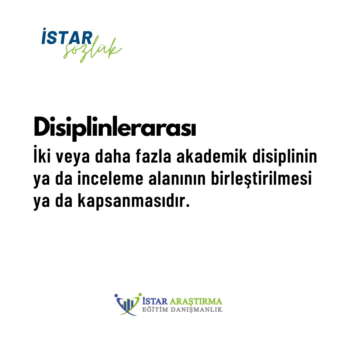 Bilginin hızla yayılıp eskidiği günümüzde disiplinlerarası çalışmanın yenilikçilik ve geliştirme açısından önemi büyüktür. 🤓

#İstarAkademi #İstarAraştırma #İstarSözlük #Disiplinlerarası