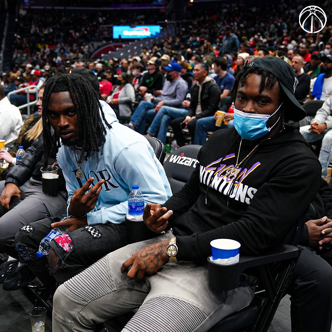 Commanders's tweet photo. The fellas at Cap One supporting the home team!

(📸: @WashWizards) https://t.co/GdAPCaVsaQ