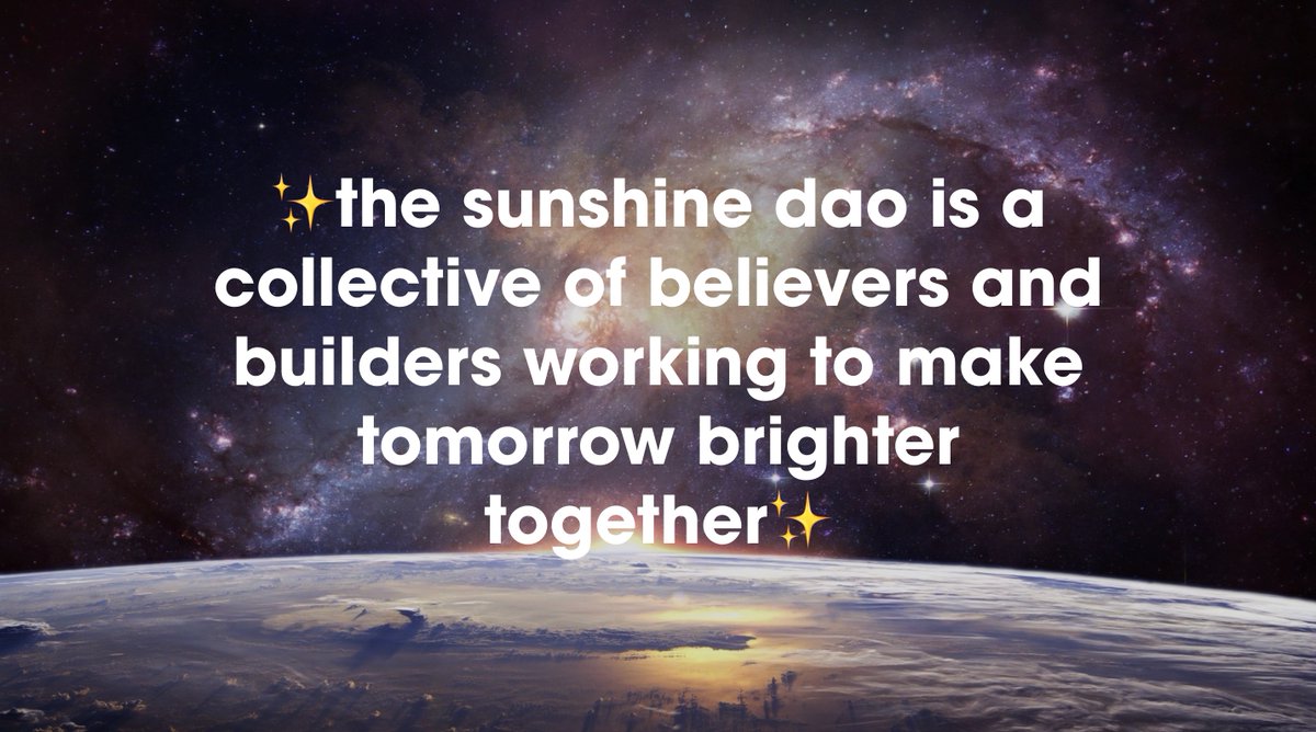 sunshine dao 🌅

You know those people who are just LUMINOUS? Where their presence is vibrant, full of love and good vibes that others can absorb like warmth from the sun - making them shine too?

let's shine 🌞

#welovegm