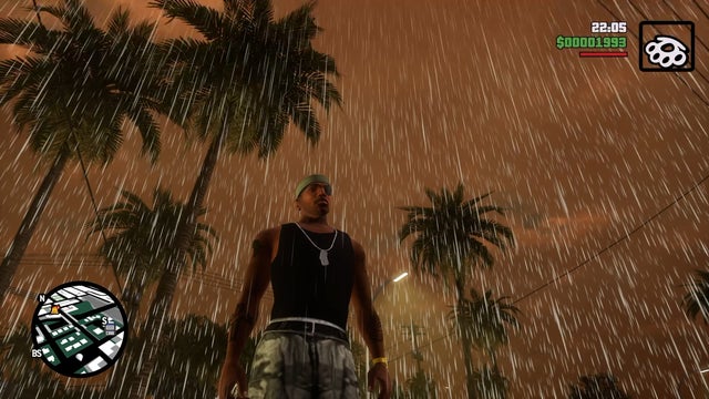 tacticasgta's tweet photo. No jugué aún el GTA Trilogy pero esta imagen me dejó impactado: se ve horrible la lluvia. Entiendo que sólo es un remaster, pero se ve más irreal que antes. Parece un efecto puesto en Camtasia de mala gana... 🤔 https://t.co/hLOjxePLHK