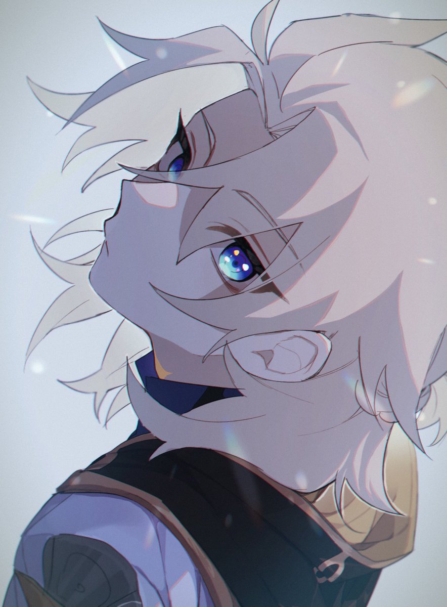 albedo (genshin impact) 1boy male focus solo blue eyes bangs hair between eyes looking at viewer  illustration images