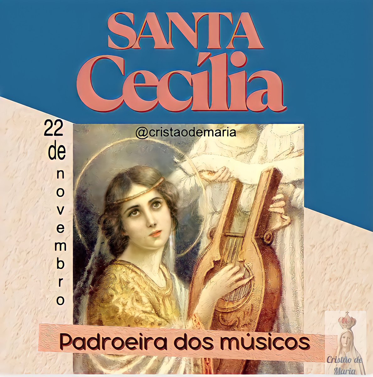 Ó,gloriosa Santa Cecília,espelho de pureza e modelo de esposa cristã,revesti-nos de inviolável confiança na misericórdia divina,pelos merecimentos infinitos de N. S. Jesus Cristo.Dilatai o nosso coração,para que,abrasados do amor de Deus,ñ nos desviemos jamais da salvação eterna.