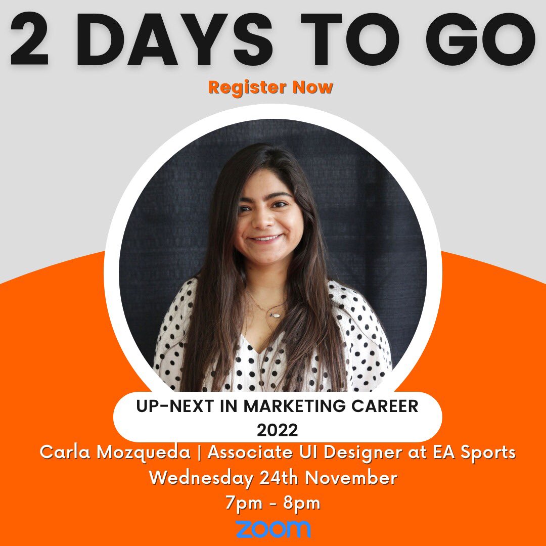 dmmlangara's tweet photo. 2 days to go to our event Up-Next in Marketing Career 2022!!
.
Want to learn more about how to start your career in marketing, trends and important techniques for 2022? 

Register for our event: https://t.co/vEB1oxMbWi https://t.co/nCNS2zpXRb