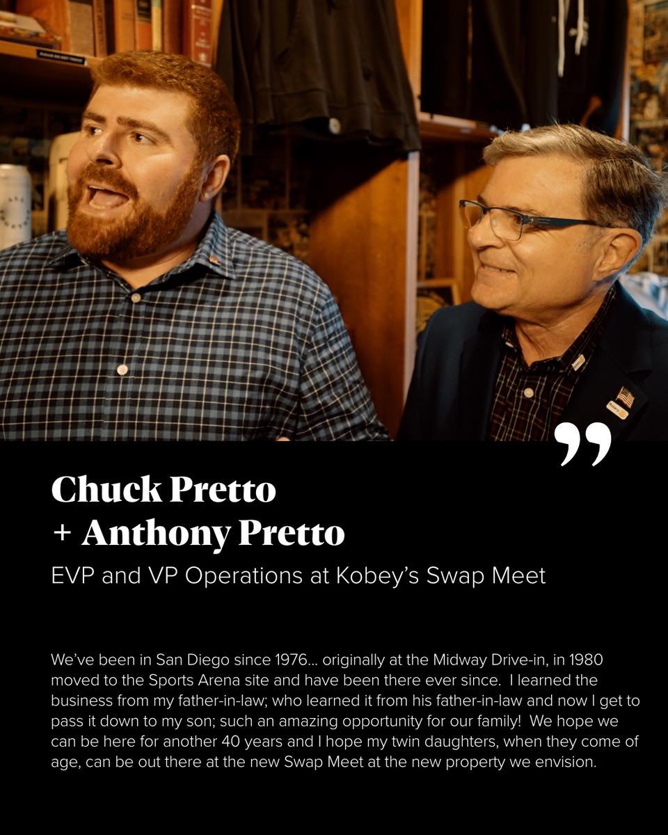 BrookfieldDev's tweet image. Chuck Pretto + Anthony Pretto, EVP and VP Operations, Kobey’s Swap Meet 
.
.
.
#SDSA #AffordableHousing #SportsArena #MidwayDistrict #DiscoverMidway #discoveryourmidway