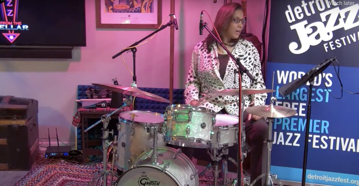 detroitjazzfest's tweet photo. We've turned our Jazz Cellar into a virtual classroom! 

Our friend Gayelynn McKinney shared her drumming expertise with the New Jazz Infusion Program students at Renaissance High School.  

@detroitk12 #StudentsRise #detroitjazzfest #jazz #jazzeducation #detroitjazz @GayelynnM https://t.co/aeWzrv9OMF