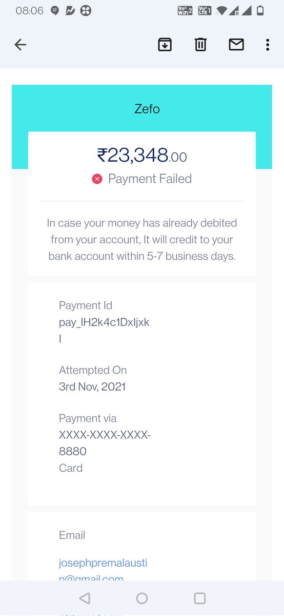 iamjosephaustin's tweet photo. @AnooBhu @TeamZefo The best part is I didn't even order..it came as payment failed to me.. But the bank confirmed that they took the payment.. And now they have not refunded the amount till now ! It's becoming a month.. guys.. If interest is slapped on me..You are responsible https://t.co/DdfaYF3hRf