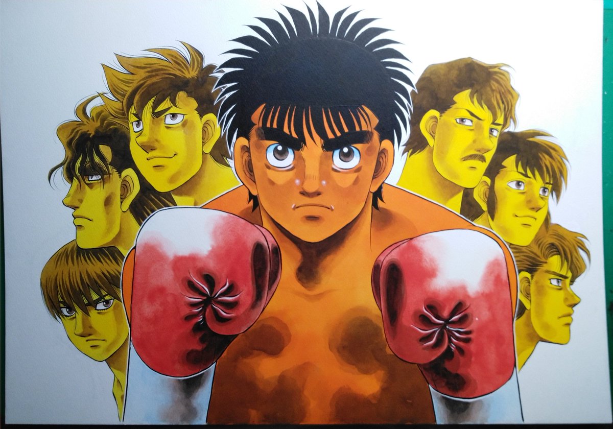 「⑥一歩が沈んでいるので周りにホワイト。
目玉の中のホワイトは最後です。
楽しみに」|森川ジョージのイラスト