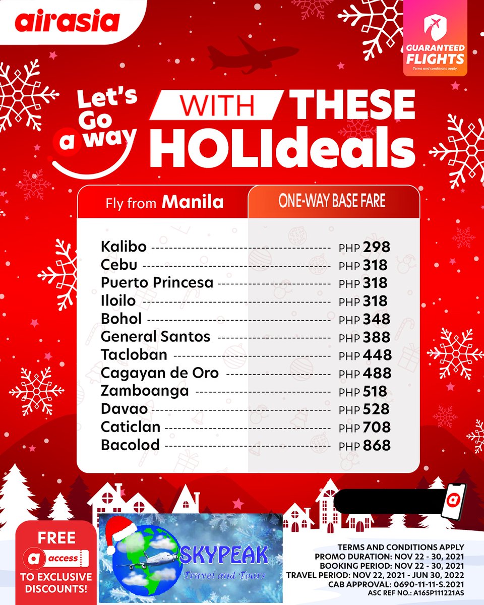 sky_peak's tweet photo. #AirAsia Domestic Flights promo fares @AirAsiaFilipino @airasia #Skypeak Travel & Tours visit our fb 4 details https://t.co/JONIgLzfZ2
#FlySafePH #EveryoneCanFlyNow #airasiaForEveryone #TARAwithairasia #FlySafewithAirAsia #airasiasuperappph #airasiaSuperApp ✈️ https://t.co/v7BCo6ha9k