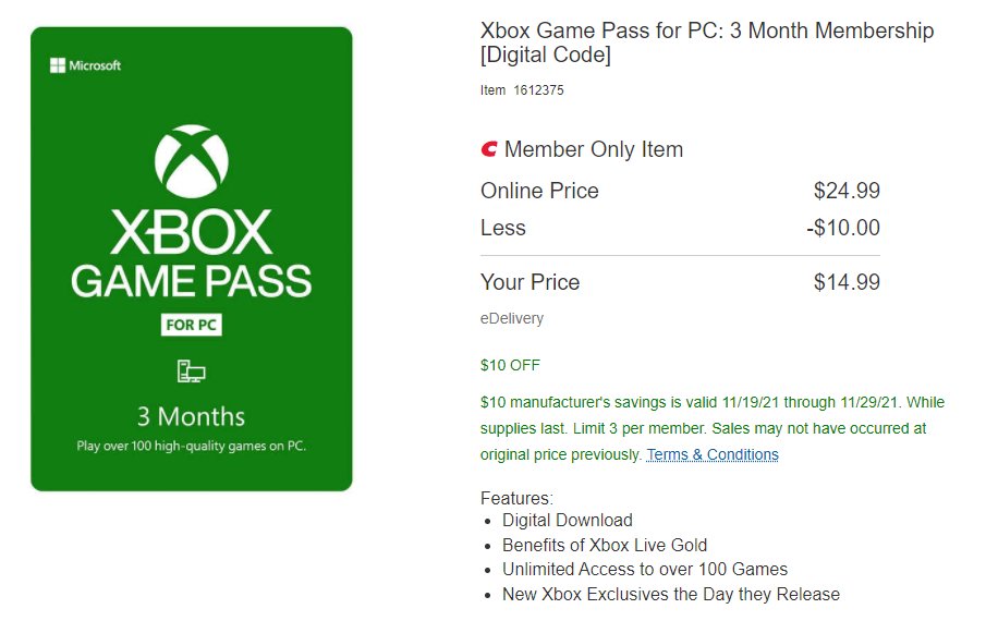 Xbox Game Pass Ultimate 3-Month Membership Digital Code