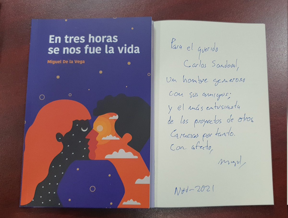 Estoy feliz por el libro #EnTresHorasSeNosFueLaVida, que me compartió su autor, mi amigo Miguel de la Vega <a href="/comediapolitica/">Comedia Política</a>, mismo que ya empecé a leer. Cuando lo concluya, subiré mi comentario.